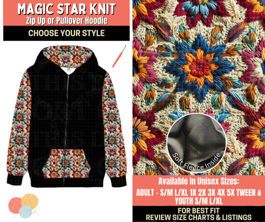 Preorder! Closes 10/1. ETA Dec. Magic Star Knit Zip-Up or Pullover Hoodie