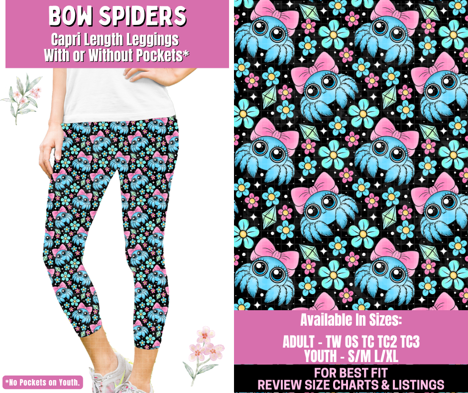 Preorder! Closes 1/12. ETA March. Bow Spiders Capri Length Leggings w/wo Pockets