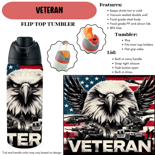 Preorder! Closes 9/18. ETA Dec. Veteran Flip Top Tumbler