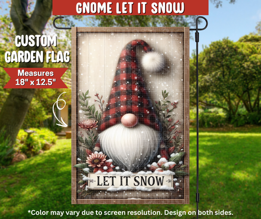 Preorder! Closes 9/22. ETA Dec. Gnome Let It Snow Garden Flag