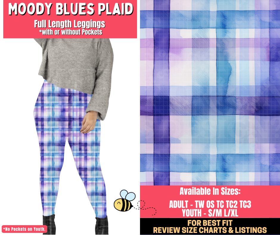 Preorder! Closes 1/28. ETA April. Moody Blues Plaid Full Length Leggings w/wo Pockets