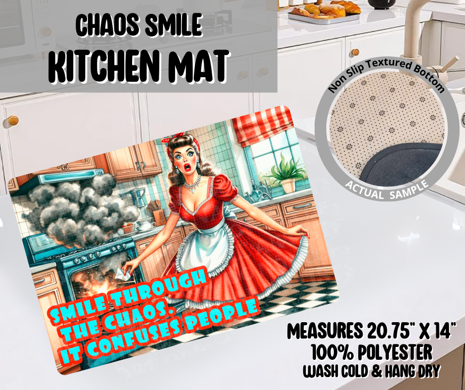 Preorder! Closes 11/26. ETA Feb. Chaos Smile Kitchen Mat