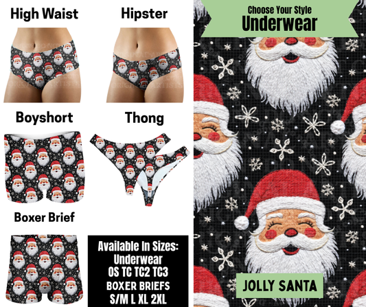 Preorder! Closes 8/25. ETA Nov. Jolly Santa Hipster, High Waist, Boyshort, & Thong Underwear & Boxer Briefs