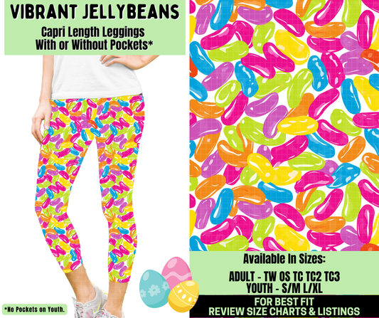 Preorder! Closes 1/19. ETA April. Vibrant Jellybeans Capri Length Leggings w/wo Pockets