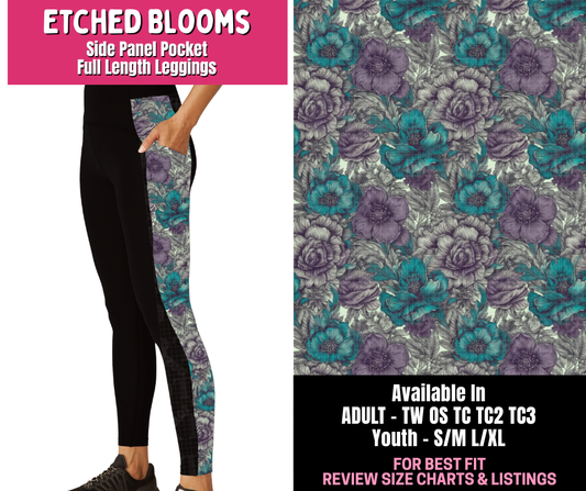 Preorder! Closes 1/1. ETA March. Etched Blooms Side Panel Pocket Full Length Leggings