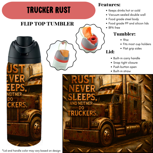 Preorder! Closes 9/18. ETA Dec. Trucker Rust Flip Top Tumbler