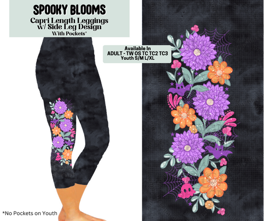 Preorder! Closes 6/19. ETA Sept. Spooky Blooms Capri Leggings w/ Side Leg Designs