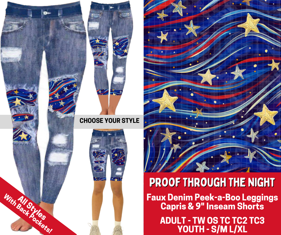 Preorder! Closes 3/19. ETA June. Proof Through The Night Combo Faux Denim Peekaboo Legging Lengths