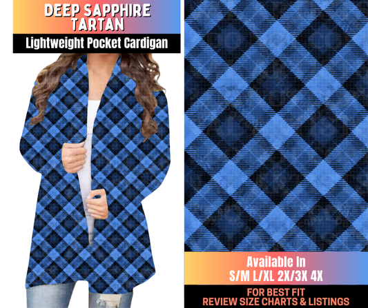 Preorder! Closes 10/15. ETA Jan. Deep Sapphire Tartan Pocket Cardigan