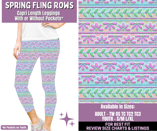 Preorder! Closes 1/14. ETA April. Spring Fling Rows Capri Length Leggings w/wo Pockets