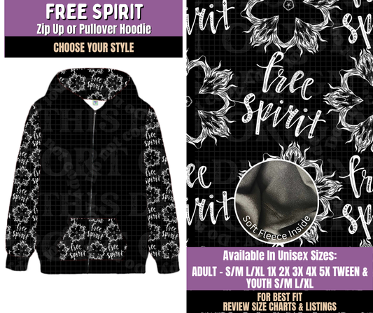 Preorder! Closes 9/23. ETA Dec. Free Spirit Zip-Up or Pullover Hoodie