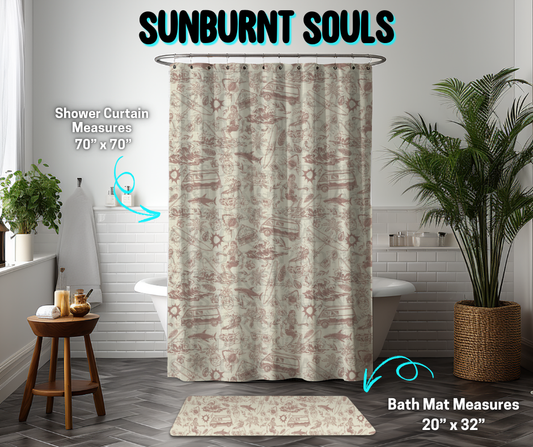Preorder! Closes 3/26. ETA June. Sunburnt Souls Custom Shower Curtain and/or Bath Mat