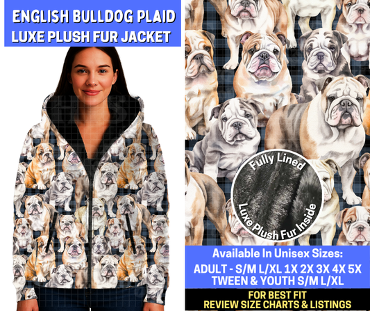 Preorder! Closes 10/20. ETA Jan. English Bulldog Plaid Luxe Fur Jacket