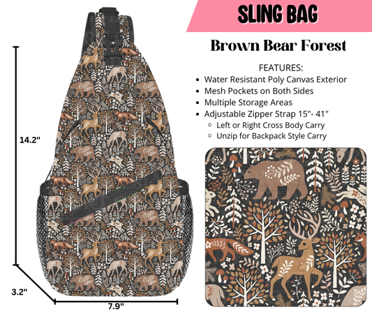 Preorder! Closes 9/17. ETA Dec. Brown Bear Forest Sling Bag