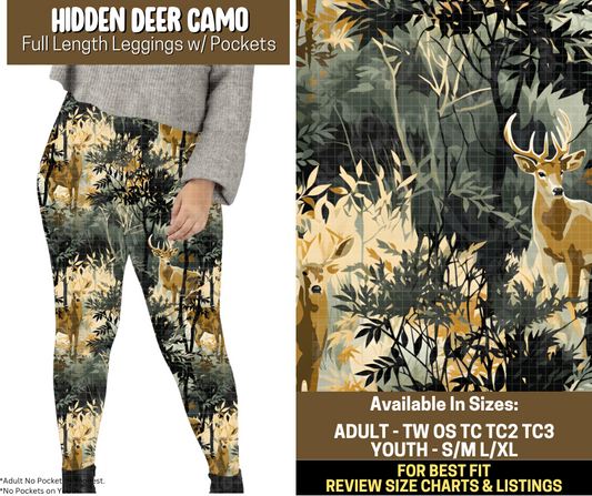 Preorder! Closes 9/12. ETA Dec. Hidden Deer Camo Full Length Leggings w/wo Pockets