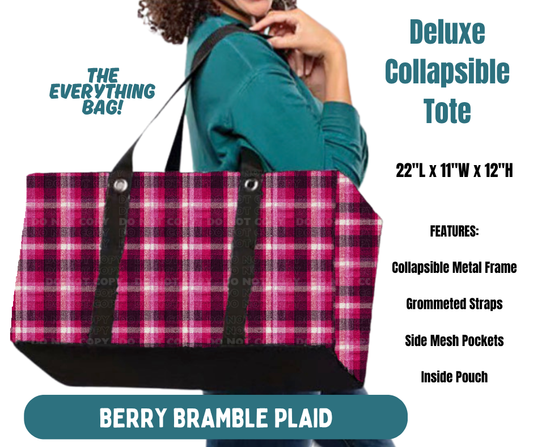 Preorder! Closes 8/13. ETA Nov. Berry Bramble Plaid Collapsible Tote