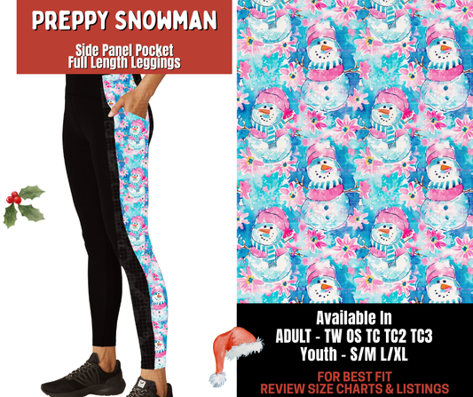 Preorder! Closes 9/24. ETA Dec. Preppy Snowman Side Panel Pocket Full Length Leggings