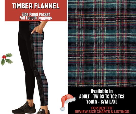 Preorder! Closes 9/24. ETA Dec. Timber Flannel Side Panel Pocket Full Length Leggings