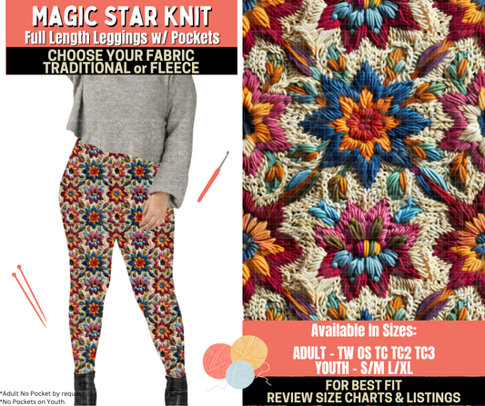 Preorder! Closes 10/1. ETA Dec. Magic Star Knit Leggings Choose Fleece or Traditional