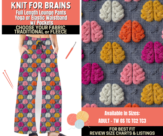 Preorder! Closes 10/1. ETA Dec. Knit For Brains Lounge Pants Choose Fleece or Traditional
