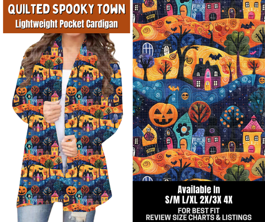 Preorder! Closes 7/13. ETA Oct. Quilted Spooky Town Cardigan