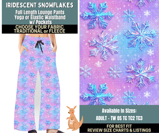 Preorder! Closes 10/2. ETA Dec. Iridescent Snowflake Lounge Pants Choose Fleece or Traditional