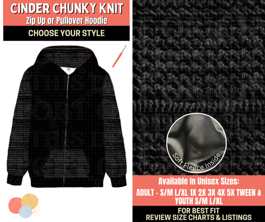 Preorder! Closes 10/1. ETA Dec. Cinder Chunky Knit Zip-Up or Pullover Hoodie