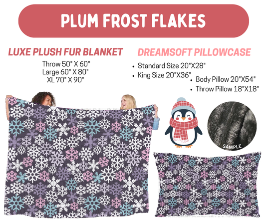 Preorder! Closes 8/17. ETA Nov. Plum Frost Flakes Luxe Plush Fur Blanket and/or DreamSoft Pillowcase