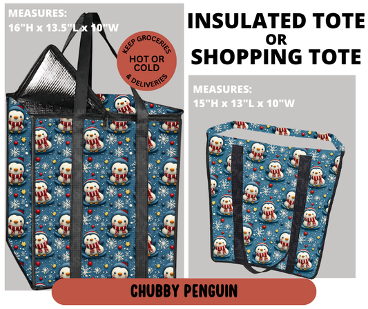 Preorder! Closes 9/11. ETA Dec. Chubby Penguin Shopping & Insulated Tote
