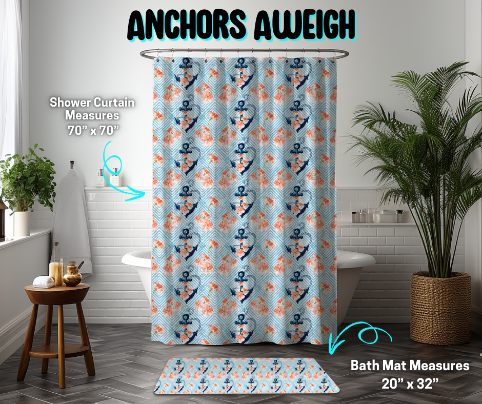 Preorder! Closes 3/26. ETA June. Anchors Aweigh Custom Shower Curtain and/or Bath Mat