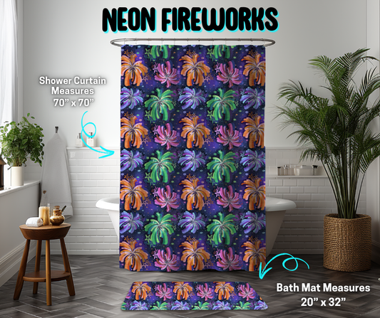 Preorder! Closes 3/26. ETA June. Neon Fireworks Custom Shower Curtain and/or Bath Mat