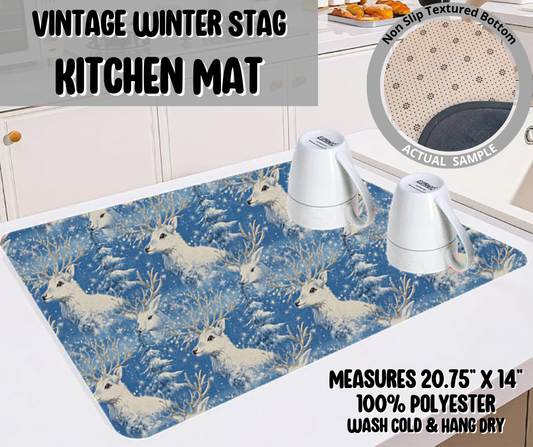 Preorder! Closes 9/10. ETA Dec. Vintage Winter Stag Kitchen Mat