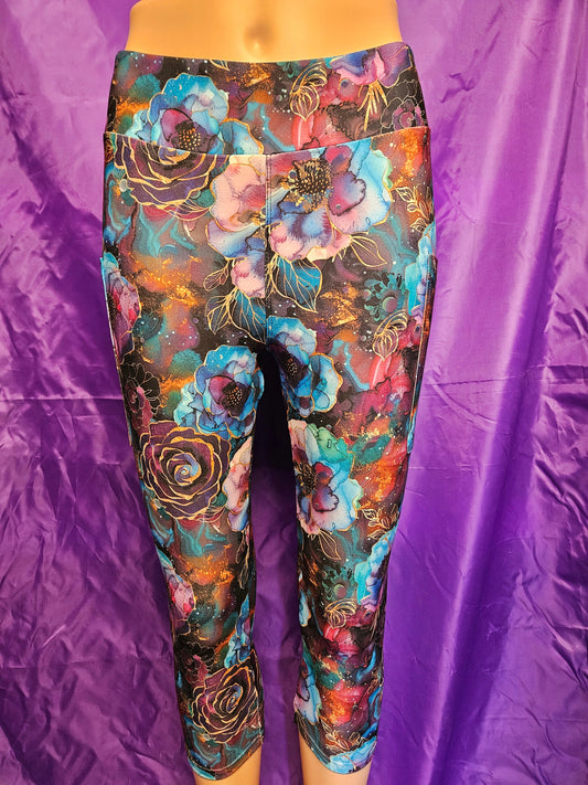 Turquoise Flower skorts and capris with pockets