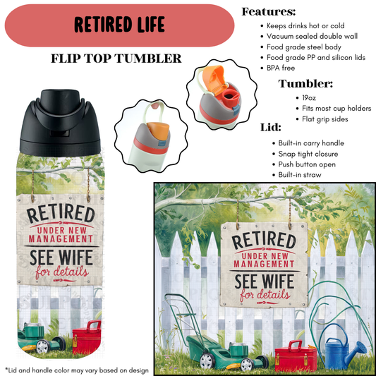 Preorder! Closes 9/18. ETA Dec. Retired Life Flip Top Tumbler
