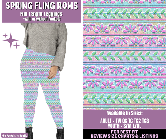 Preorder! Closes 1/14. ETA April. Spring Fling Rows Full Length Leggings w/wo Pockets