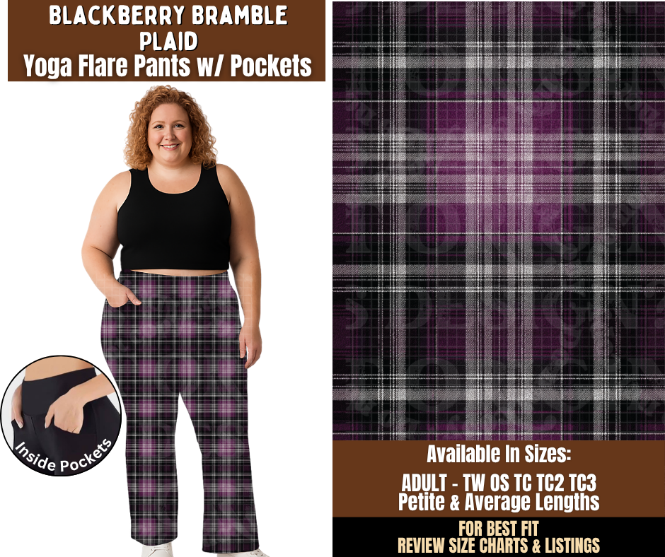 Preorder! Closes 7/29. ETA Oct. Blackberry Bramble Plaid Yoga Flare Pants