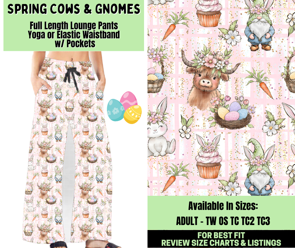 Preorder! Closes 1/19. ETA April. Spring Cows & Gnomes Full Length Lounge Pants