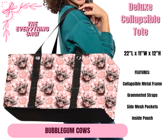 Preorder! Closes 11/27. ETA Feb. Bubblegum Cows Collapsible Tote