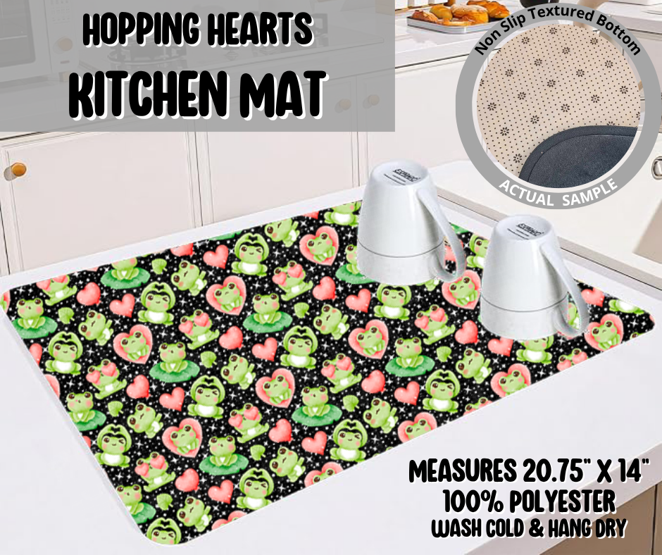 Preorder! Closes 11/26. ETA Feb. Hopping Hearts Kitchen Mat