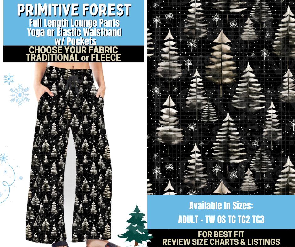 Preorder! Closes 8/28. ETA Nov. Primitive Forest Lounge Pants Choose Fleece or Traditional