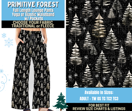 Preorder! Closes 8/28. ETA Nov. Primitive Forest Lounge Pants Choose Fleece or Traditional