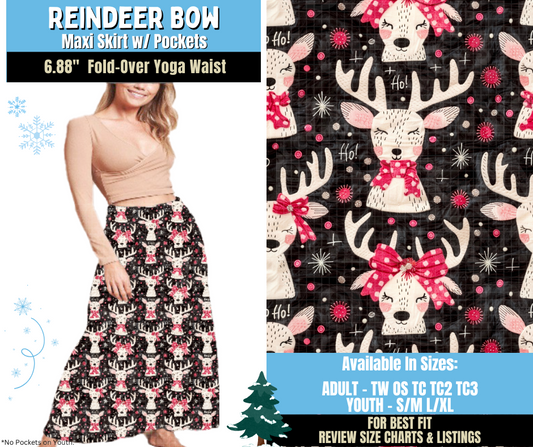 Preorder! Closes 8/28. ETA Nov. Reindeer Bow Maxi Skirt