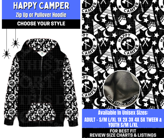 Preorder! Closes 1/26. ETA April. Happy Camper Zip-Up or Pullover Hoodie