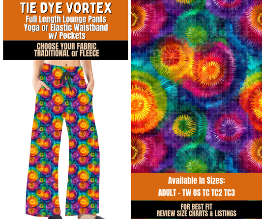 Preorder! Closes 11/2. ETA Feb. Tie Dye Vortex Lounge Pants Choose Fleece or Traditional