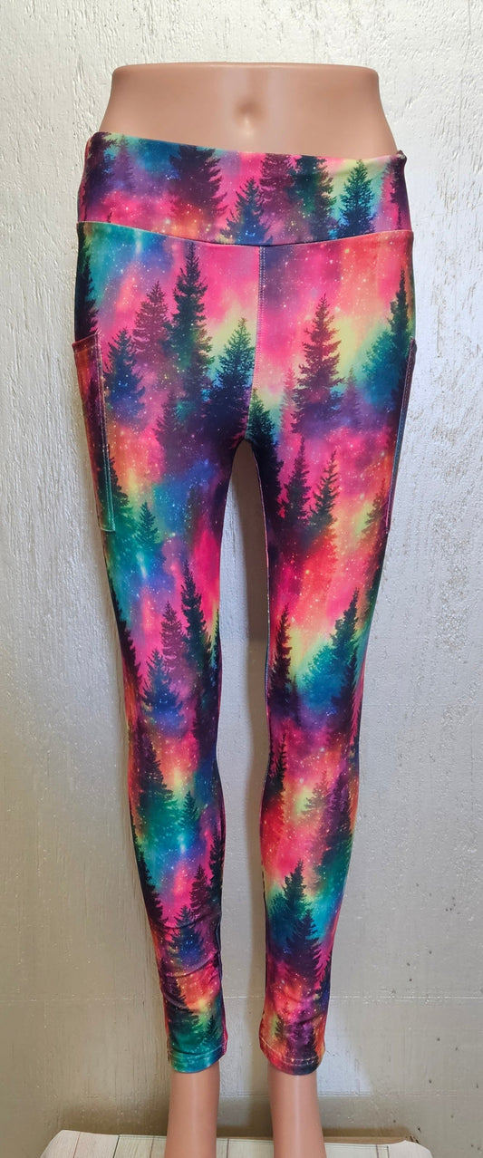 Neon Northern Lights leggings with pockets