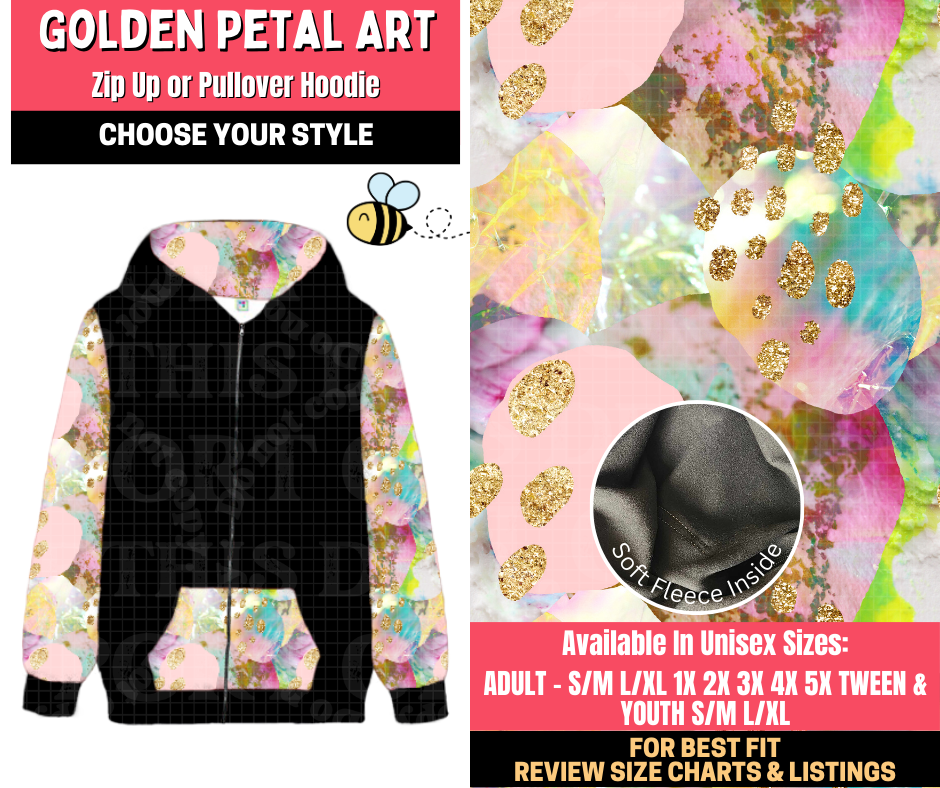 Preorder! Closes 1/28. ETA April. Golden Petal Art Zip-Up or Pullover Hoodie