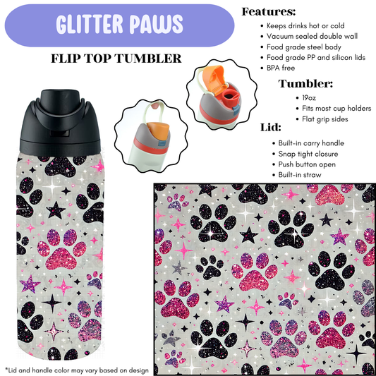 Preorder! Closes 12/11. ETA Feb. Glitter Paws Flip Top Tumbler