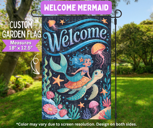 Preorder! Closes 5/11. ETA August. Welcome Mermaid Garden Flag