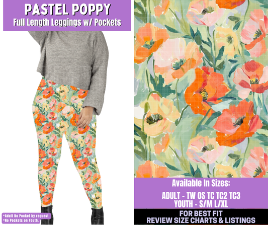 Preorder! Closes 1/5. ETA March. Pastel Poppy Full Length Leggings w/wo Pockets
