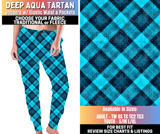 Preorder! Closes 10/15. ETA Jan. Deep Aqua Tartan Joggers Choose Fleece or Traditional